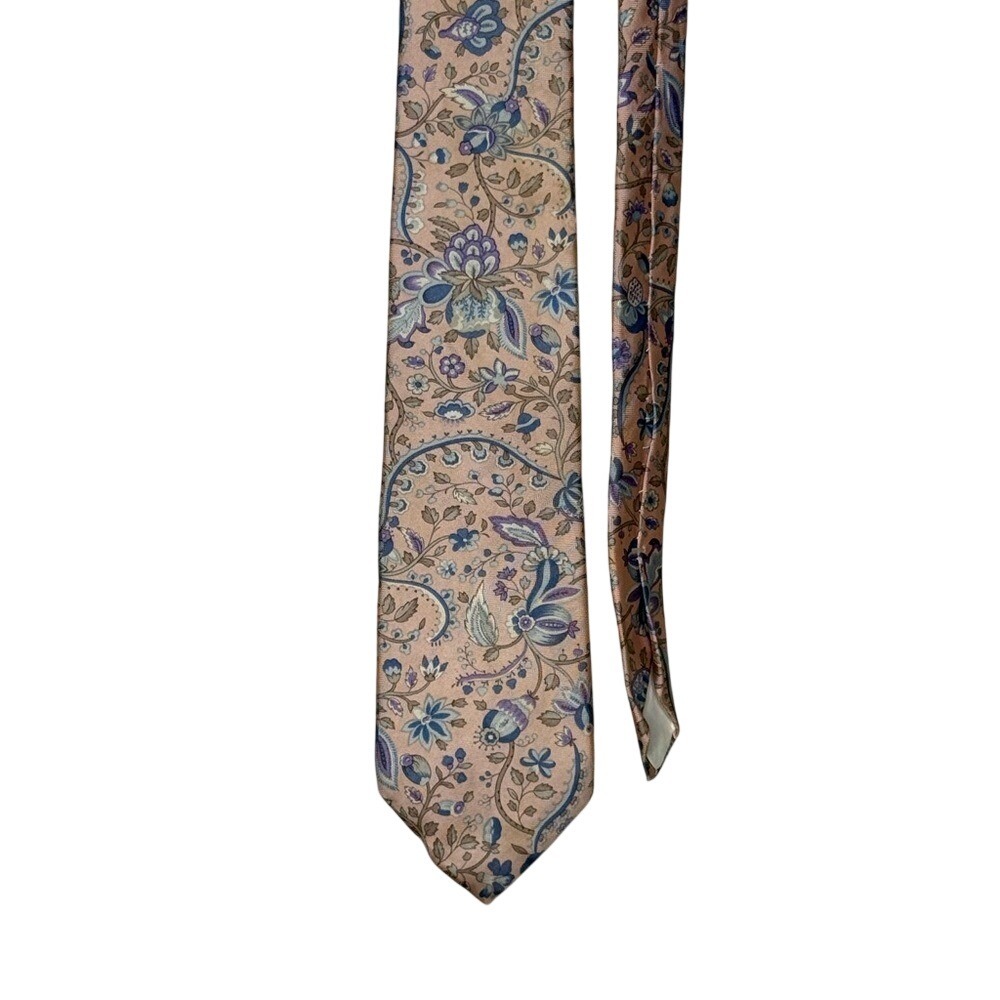 Vintage Damon‎ Silk Tie Blush Pink Floral Paisley Botanical Necktie3.012569